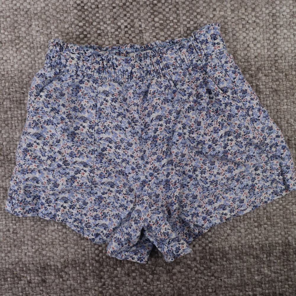 Abercrombie & Fitch Shorts Womens XS Blue Floral Smocked Paperbag Excellent